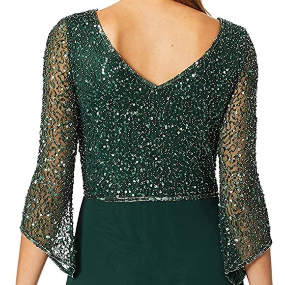 J KARA 3/4 Sleeve V-Neck Beaded Top Long Gown  NEW WITH TAGS! - Picture 8 of 16